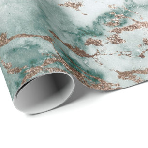 Gold White Deep Green Marble Stone Grey Blauwgroen Cadeaupapier