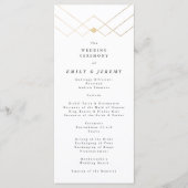 Gold White Elegance Diamond Geo Deco Wedding Programma (Voorkant)