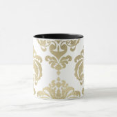Gold & White Elegant Chic Damask Patroon Mok (Midden)