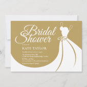 Gold White Elegant Gown Bridal Douche Invitation (Devant)