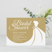Gold White Elegant Gown Bridal Douche Invitation (Debout devant)