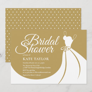 Gold White Elegant Gown Bridal Douche Invitation