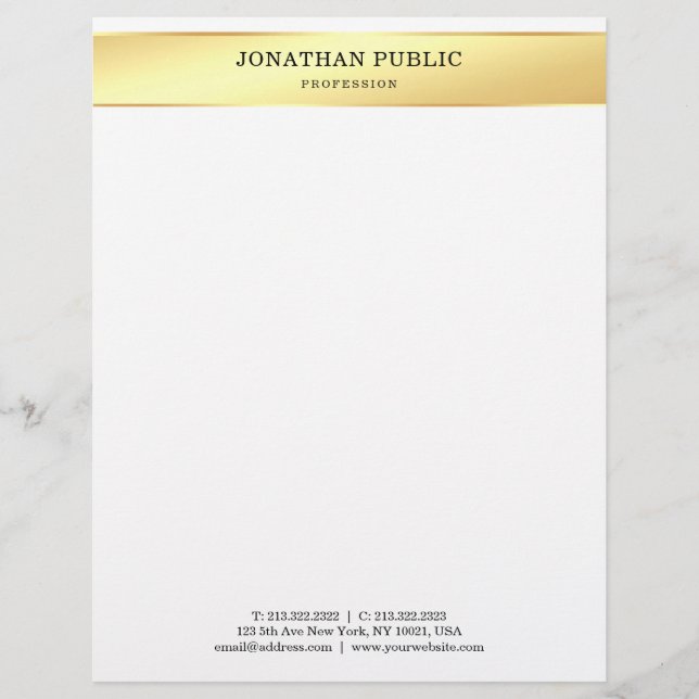Gold White Elegant minimalistisch design Professio Briefhoofd (Voorkant)