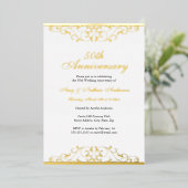 Gold White Elegant Swirl 50th Wedding Anniversary Folie Uitnodiging (Staand Voorkant)
