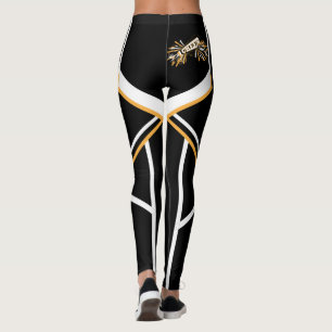 Gold, White en Black Cheerleader Megaphone Leggings