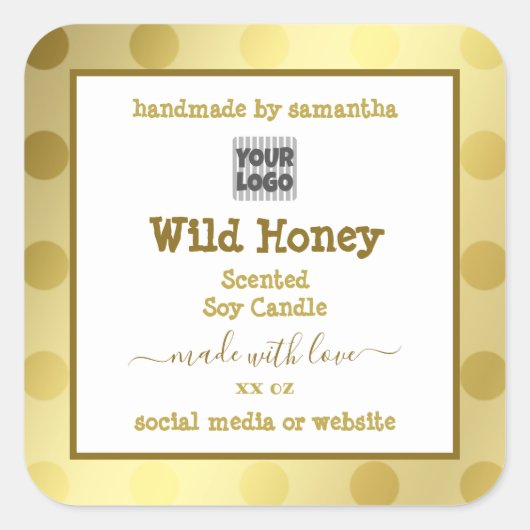 Gold White - Etiketten voor aangepaste Logo (Voorkant)