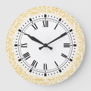 Gold White Floral Damask William Morris Geïnspire Grote Klok