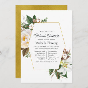 Gold & White Floral - virtuele Shower Kaart