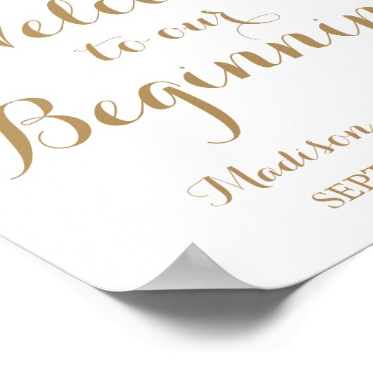 Gold White Flower Welkom bij ons beginteken Poster (Hoek)