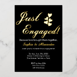 Gold & White Foil Engagement Invitation Folie Uitnodiging