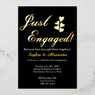 Gold & White Foil Engagement Invitation Folie Uitnodiging