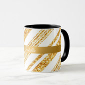 Gold White Glitter Boho Popular Stripes Collectie Mok (Voorkant rechts)