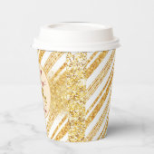Gold White Glitter Boho Popular Stripes Collectie Papieren Bekers (Links)