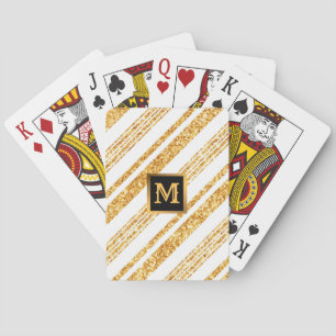 Gold White Glitter Boho Popular Stripes Collectie Pokerkaarten