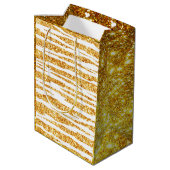 Gold White Glitter Boho Popular Tiger Collectie Medium Cadeauzakje (Achterkant Gekanteld)