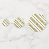 Gold White Glitter Stripes Chic Birthday Party Confetti (Voorkanten)