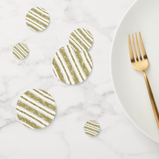 Gold White Glitter Stripes Chic Birthday Party Confetti (Groep)