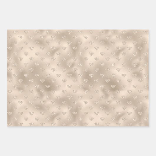 Gold White Glitz Glitter Diamonds Inpakpapier Vel (Voorkant 2)