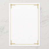 Gold White Great Gatsby Art Deco Menu Mariage (Dos)