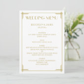 Gold White Great Gatsby Art Deco Menu Mariage (Debout devant)