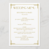 Gold White Great Gatsby Art Deco Menu Mariage (Devant)