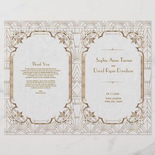 Gold White Great Gatsby Art Déco Programme de mari