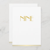 Gold White Great Gatsby Mariage Cartes de table Ne (Devant / Derrière)