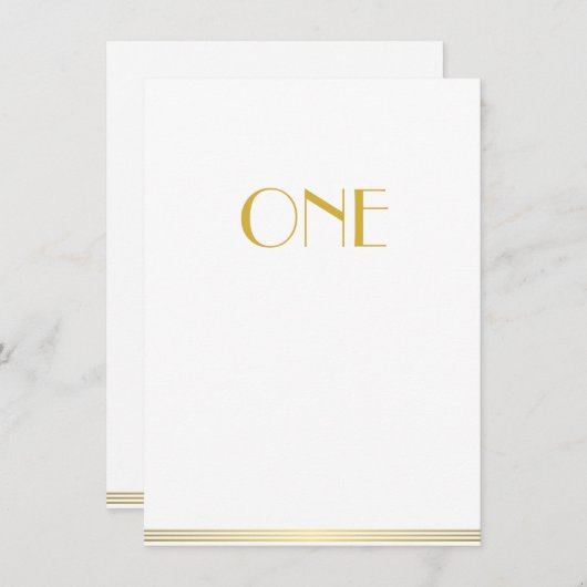 Gold White Great Gatsby Mariage Cartes de table On (Devant / Derrière)