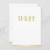 Gold White Great Gatsby Wedding Table Kaarten drie (Voorkant / Achterkant)