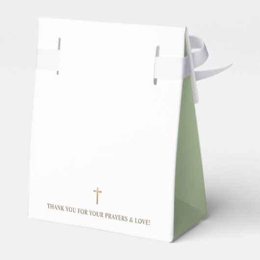 Gold White Green Baptisme Cross Custom Hartelijk d Bedankdoosjes (Achterkant)