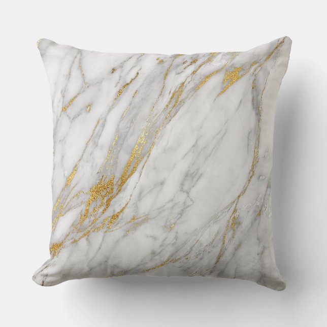 Gold White Grey Glam Carrara Marble Kussen (Voorkant)
