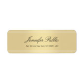 Gold White Hand Script Text Simple Sjabloon Trendy Etiket (Voorkant)