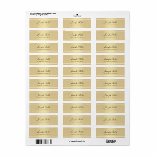 Gold White Hand Script Text Simple Sjabloon Trendy Etiket (Full Sheet)