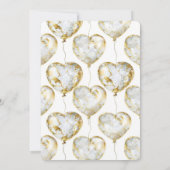 Gold White Heart Balloons Baby shower Kaart (Achterkant)