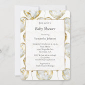 Gold White Heart Balloons Baby shower Kaart (Voorkant)