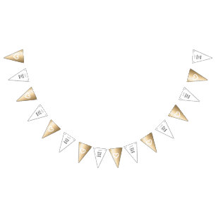 Gold & White Hearts bruiloft Party - AANGEPASTE IT Vlaggetjes