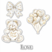Gold White Hearts Mom Sticker (Voorkant)