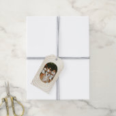 Gold White - kerstfeest met eigen foto's Cadeaulabel (Met Touw)