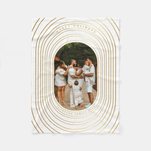 Gold White - kerstfeest met eigen foto's Fleece Deken (Voorkant)