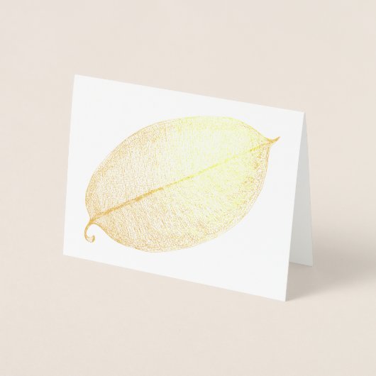 Gold White Leaf Grid Illustratie Folie Kaart (Voorkant)