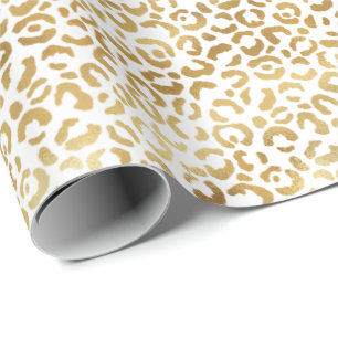 Gold White leopard-printer Cadeaupapier