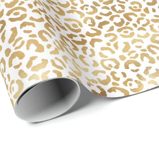 Gold White leopard-printer Cadeaupapier (Rol Hoek)