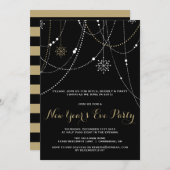 GOLD WHITE LIGHTS NEW YEAR'S EVE PARTY INVITATION (Devant / Derrière)