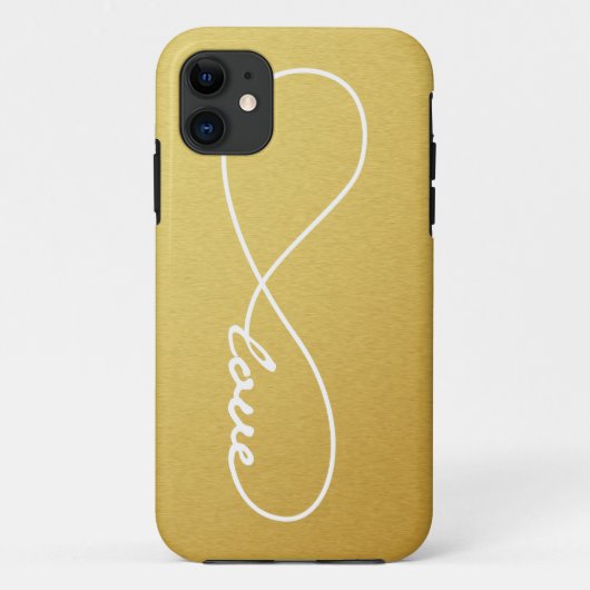Gold & White Love Infinity iPhone Case (Achterkant)