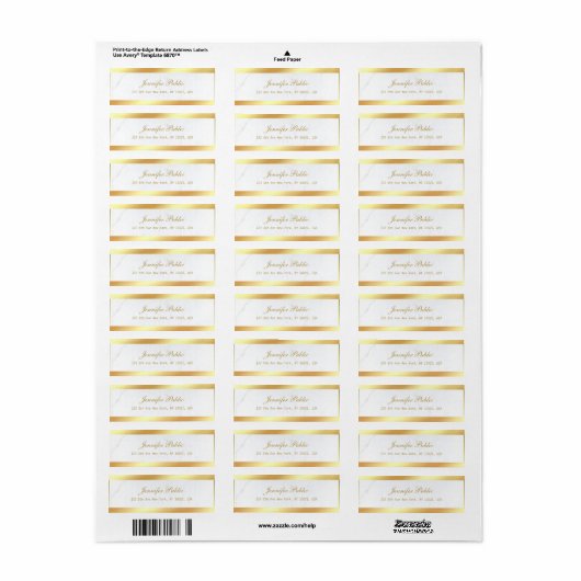 Gold White Marble Calligraphic Script Text Elegant Etiket (Full Sheet)