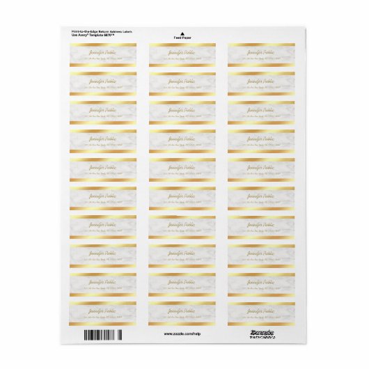 Gold White Marble Calligraphy Script Elegant Cool Etiket (Full Sheet)