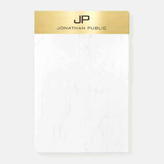 Gold White Marble Elegant Modern Sjabloon Trendy Post-it® Notes (Voorkant)