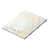 Gold White Marble Handgeschreven script legant Notitieblok (Gedraaid)