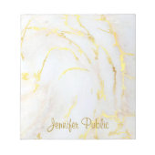 Gold White Marble Handgeschreven script legant Notitieblok (Voorkant)