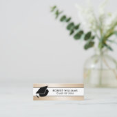 Gold White Metallic Grad Cap Graduation Insert Mini Visitekaartje (Staand voorkant)